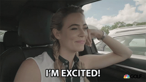 Woman Sitting in Car Saying I'm Excited