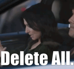 Woman Sitting in Car with Delete All
