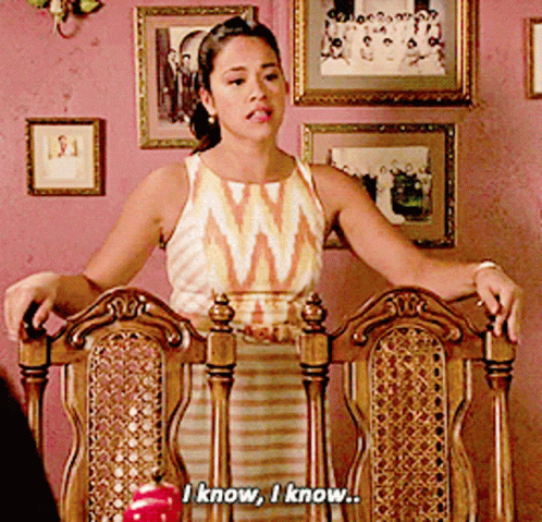 Woman Sitting in Chair Saying I Know I Know