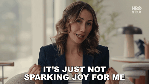 Woman Sitting in Chair Saying It's Just Not Sparking Joy for Me