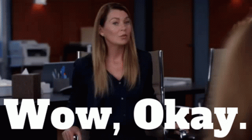 Woman Sitting in Chair Saying Wow Okay