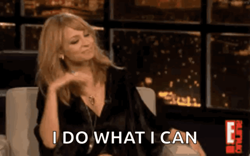 Woman Sitting In Chair Says I Do What I Can GIF