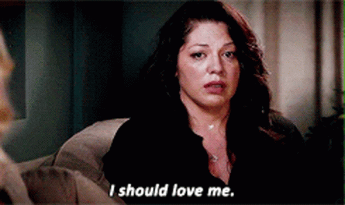 Woman Sitting In Chair Says I Should Love Me GIF