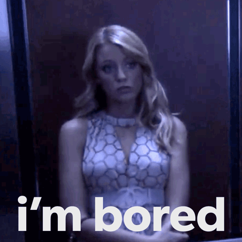 Woman Sitting In Elevator Saying I'm Bored GIF
