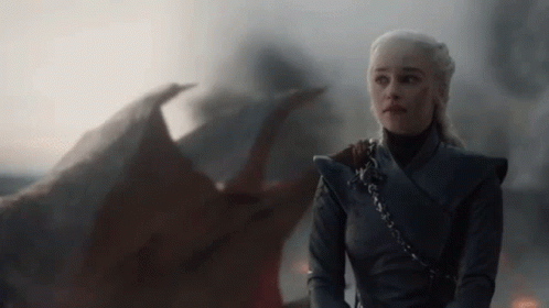 Woman Sitting In Front Of Dragon Game Of Thrones GIF