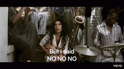 Woman Sitting in Front of Man Playing Drums Saying But I Said No No No