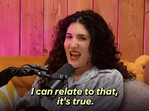Woman Sitting in Front of Microphone I Can Relate