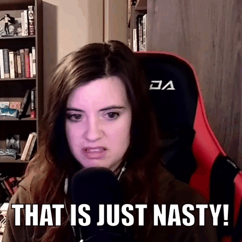 Woman Sitting in Front of Microphone with Nasty Words