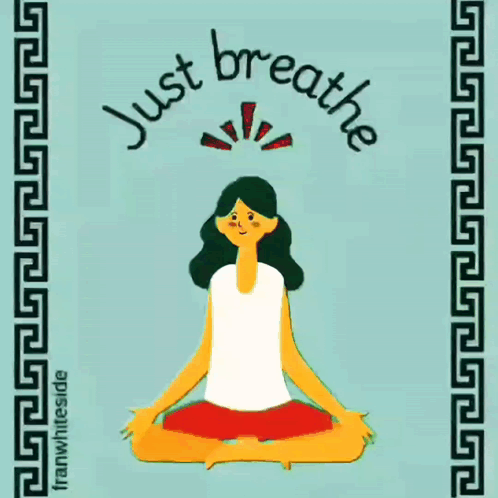 Woman Sitting in Lotus Position Just Breathe