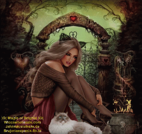 Woman Sitting Next To Cat Magic Of Brightal GIF