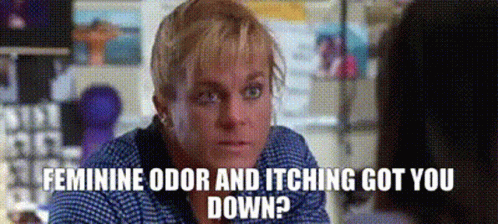 Woman Sitting Next to Feminine Odor and Itching