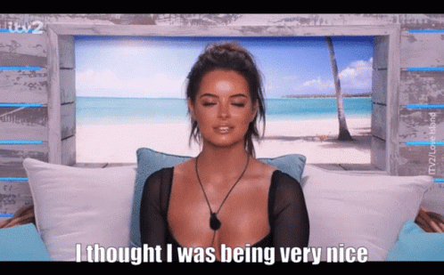 Woman Sitting on Couch Eyes Closed Saying I Thought I Was Being Very Nice