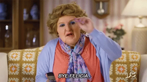 Woman Sitting on Couch Saying Bye Felicia