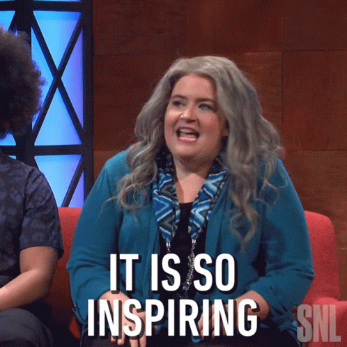 Woman Sitting On Couch Saying It Is So Inspiring GIF