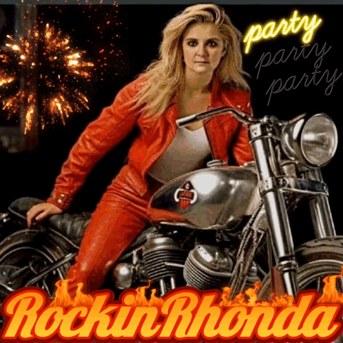 Woman Sitting on Motorcycle Rockin Rhonda
