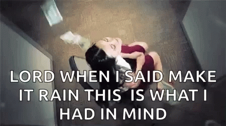 Woman Sitting On Toilet Saying Lord When I Said Make It Rain GIF