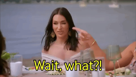 Woman Sitting Says Wait What