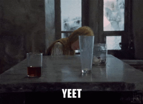 Woman Sitting With Yeet Glass