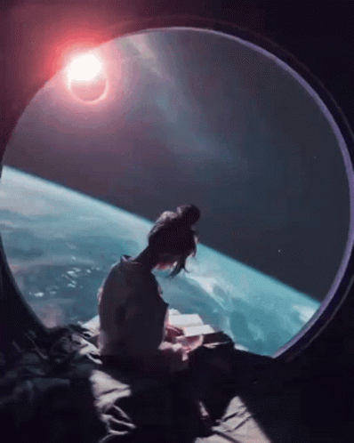 Woman Sleeping In Outer Space GIF
