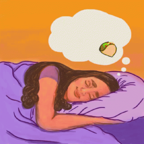 Woman Sleeping With Taco Thought Bubble