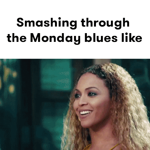 Woman Smashing Through Monday Blues GIF