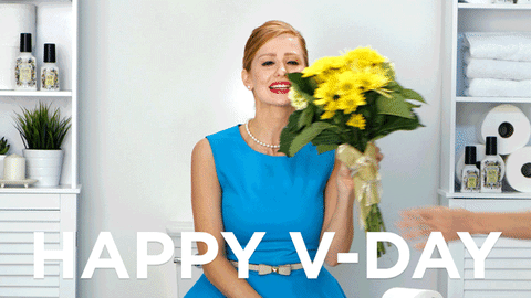 Woman Smelling Flower Happy Valentine's Day GIF