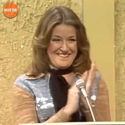 Woman Smiling Clapping At Microphone Buzzr GIF