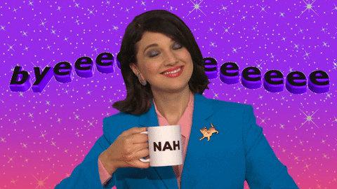 Woman Smiling Drinking Coffee Byeeee GIF