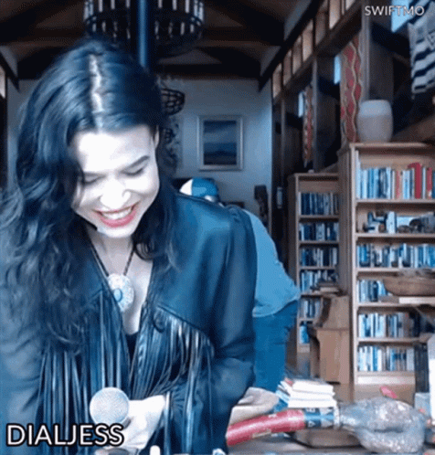Woman Smiling Holding Microphone Dialess GIF
