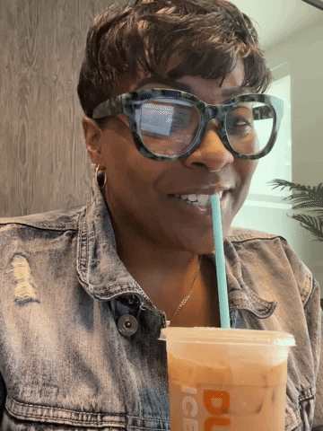 Woman Smiling Just Sipping Tea GIF