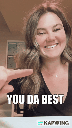 Woman Smiling Pointing at Self You Da Best