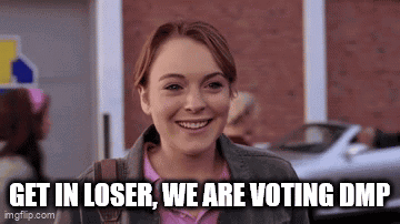 Woman Smiling Saying Get In Loser We Are Voting DMP GIF