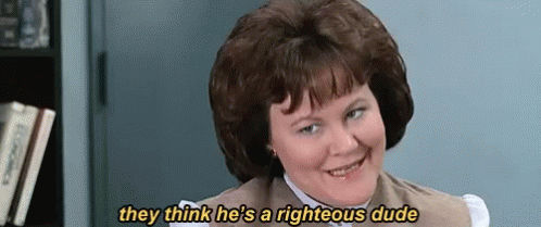 Woman Smiling Saying They Think He Is A Righteous Dude