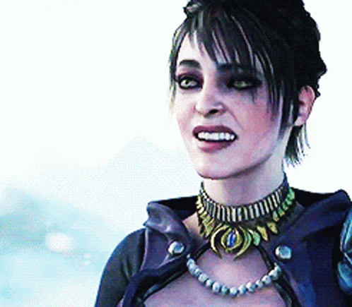 Woman Smiling With Choker And Necklace GIF