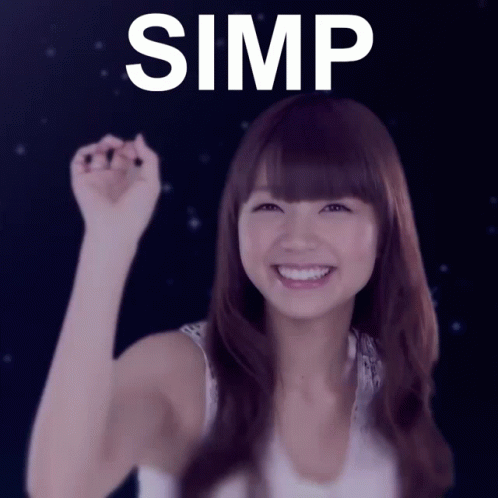 Woman Smiling With Fist in Air Saying Simp