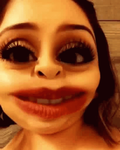 Woman Smiling With Red Lips GIF