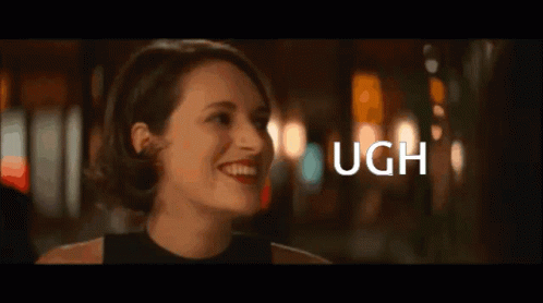 Woman Smiling With Ugh Above GIF