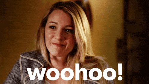 Woman Smiling With Woohoo GIF