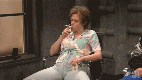 Woman Smoking Cigarette With SNL GIF