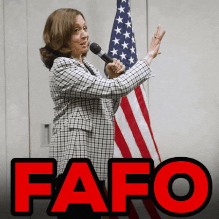 Woman Speaking Into Mic American Flag Red FAFO