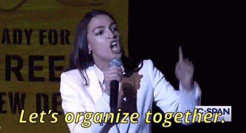 Woman Speaking Into Microphone Let's Organize Together GIF