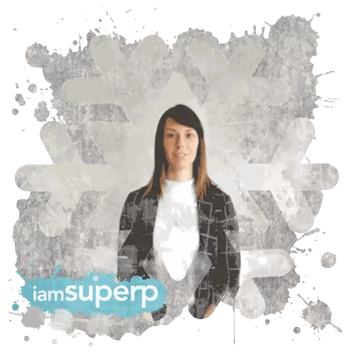 Woman Standing Before Snowflake and I Am Superp Sign