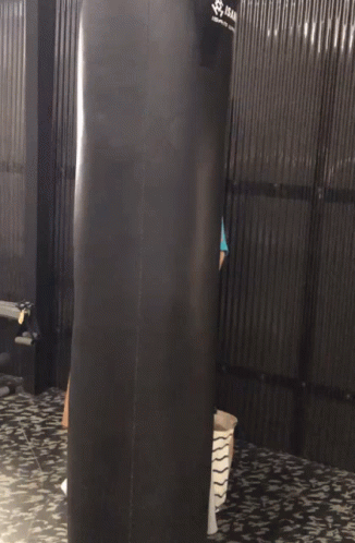 Woman Standing Behind Punching Bag That Says Isan