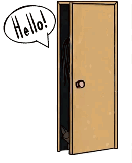 Woman Standing in Doorway Saying Hello