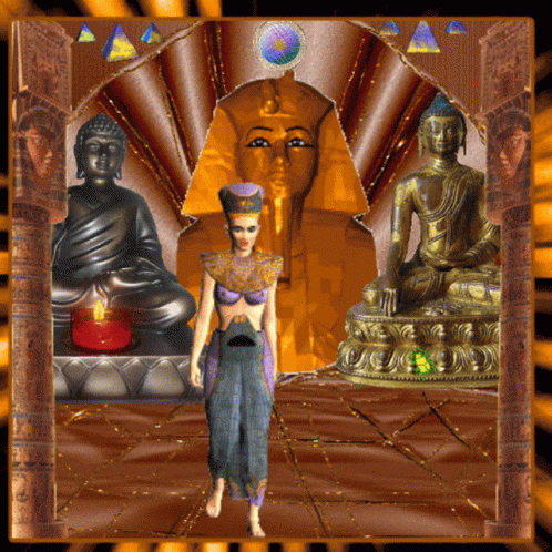 Woman Standing in Front of Buddha Statue