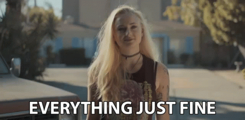 Woman Standing In Front Of Car Saying Everything Just Fine GIF