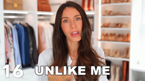 Woman Standing In Front Of Closet Saying Unlike Me GIF
