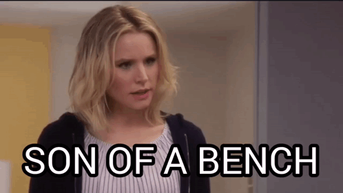 Woman Standing In Front Of Door Saying Son Of A Bench GIF