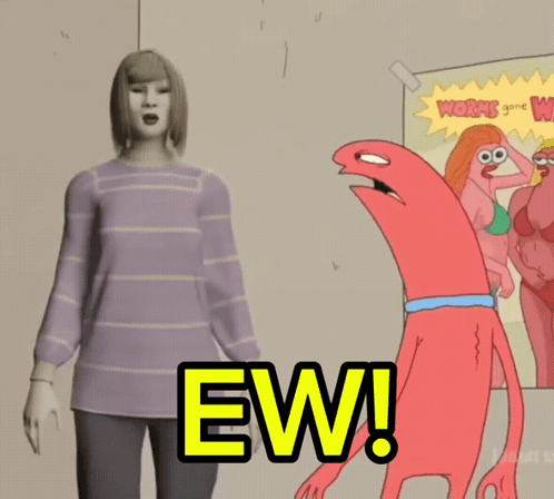 Woman Standing In Front Of Worms Poster GIF