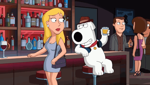 Woman Standing Next to Dog Holding Beer